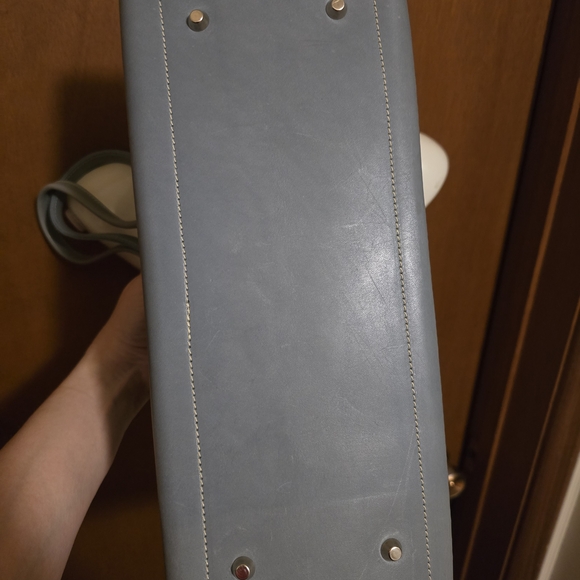 Roots Blue Gray Leather Tote Bag - Picture 6 of 6